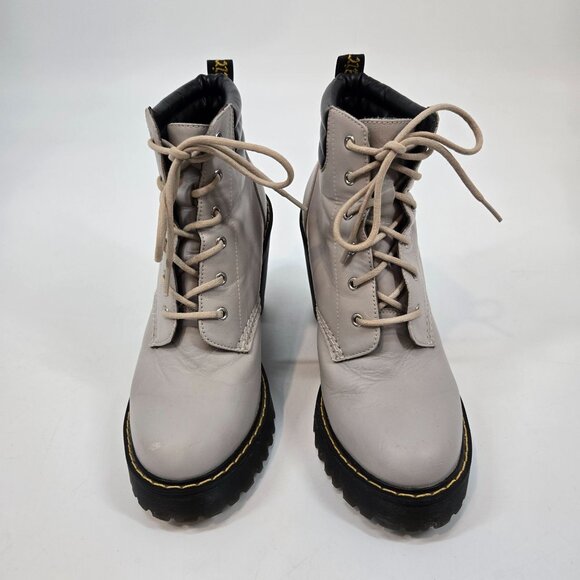 Dr. Martens Taupe Persephone Lace Up Heeled Ankle Boots Women's Size US 7 EU 38 - Picture 2 of 12